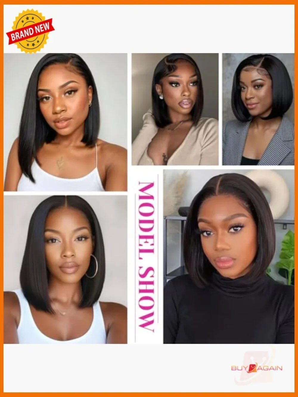 5x5 HD Lace Front Bob Wig Human Hair Pre Plucked Straight 150% Density 14 Inch